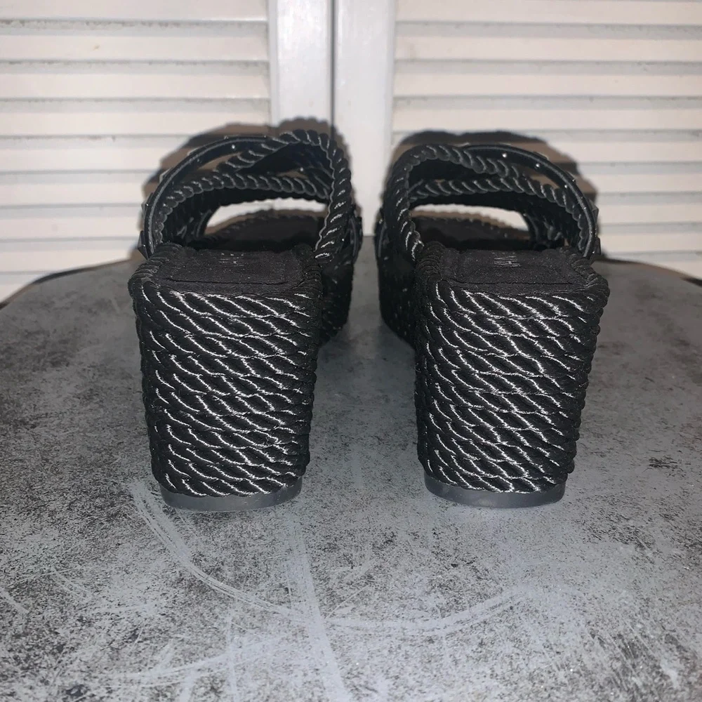 Vaneli Black Woven Women's Platform Sandals Women’s 7.5 - Picture 4 of 8